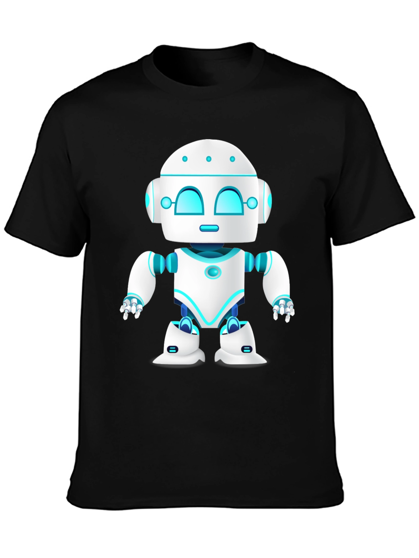 Cool Robot Graphic Tee - Black Cotton Blend
