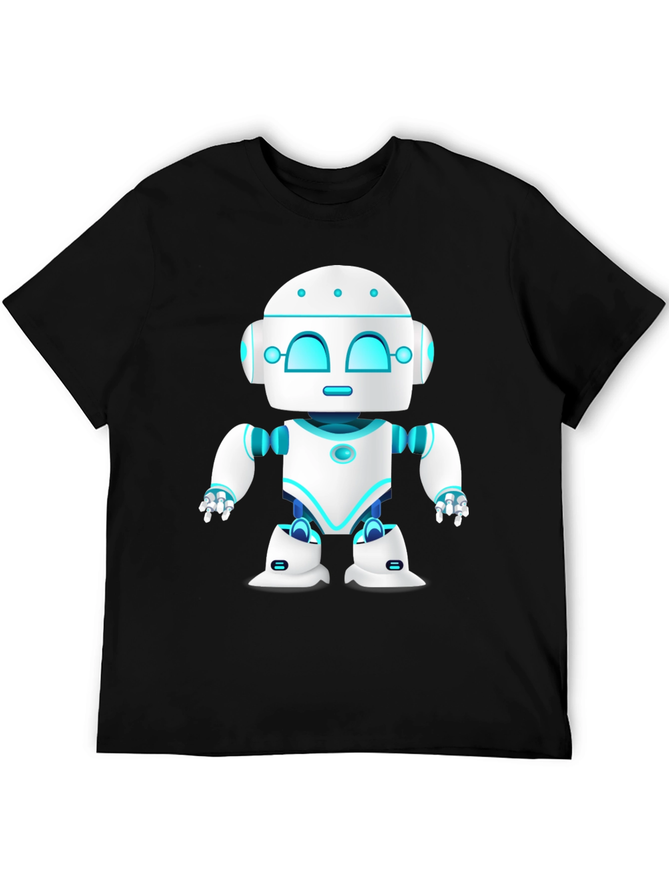 Cool Robot Graphic Tee - Black Cotton Blend