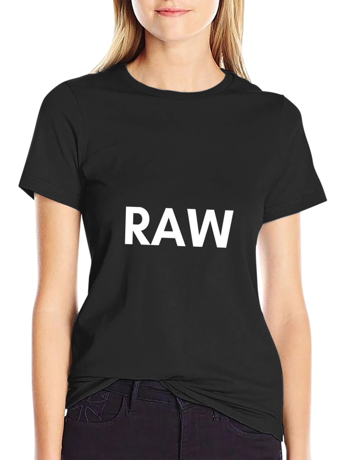 Mens Black RAW Graphic Tee - Casual Comfort