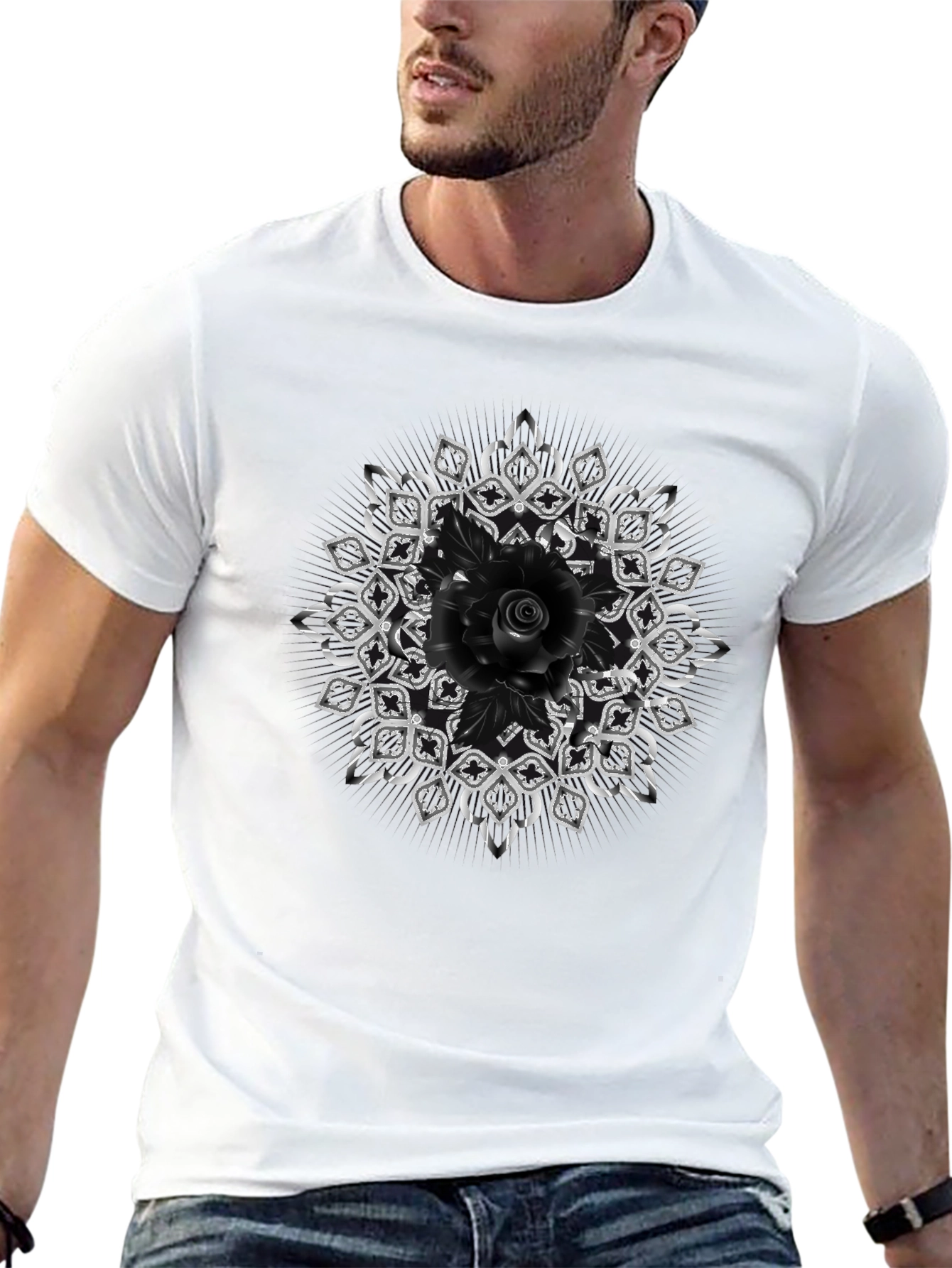 Black Rose Mandala Graphic Tee