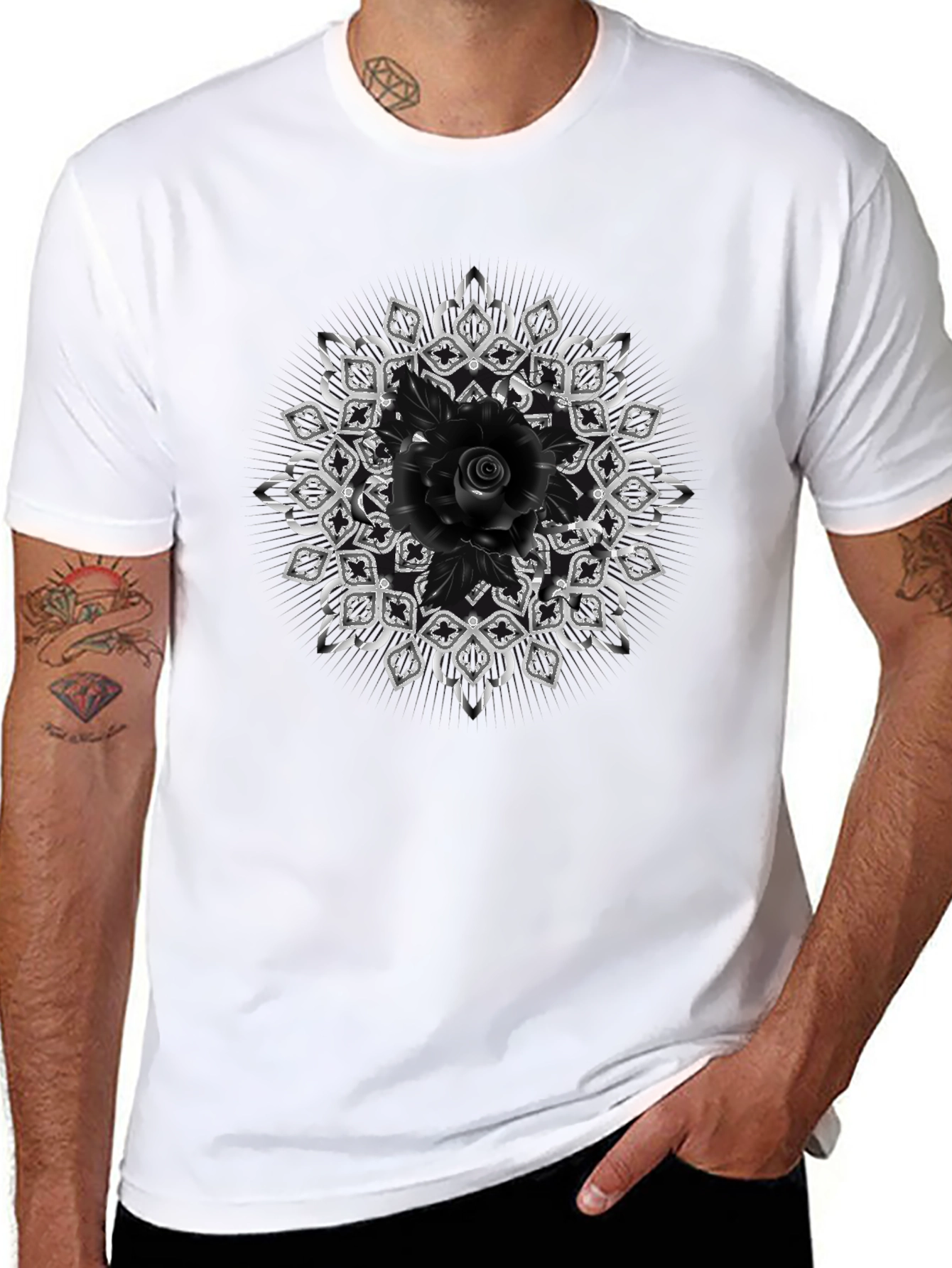 Black Rose Mandala Graphic Tee