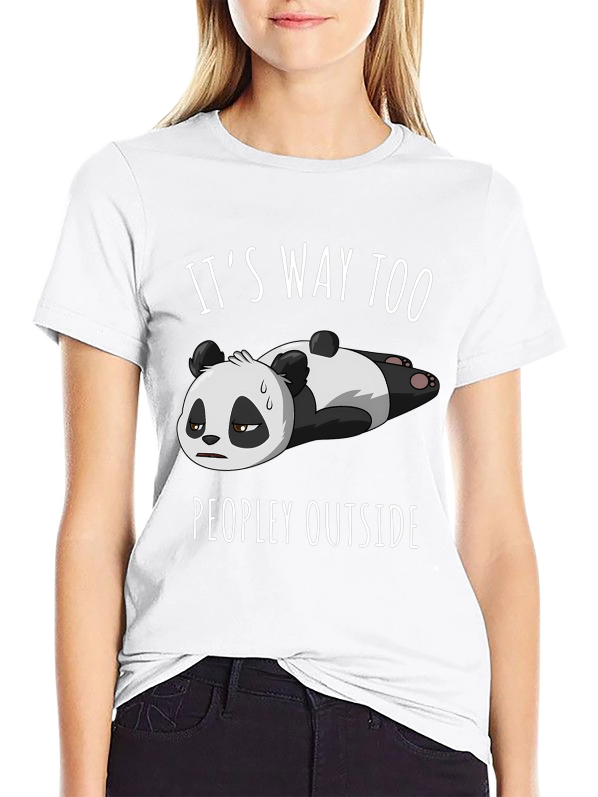 Funny Panda T-Shirt: Its Way Too Peopley Outside