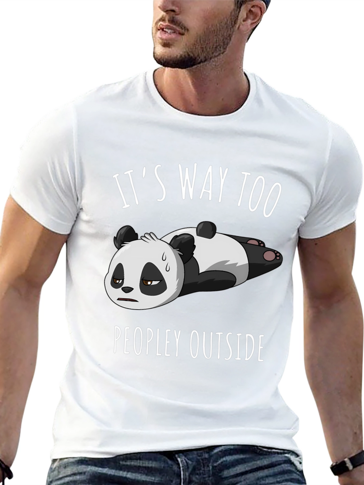 Funny Panda T-Shirt: Its Way Too Peopley Outside