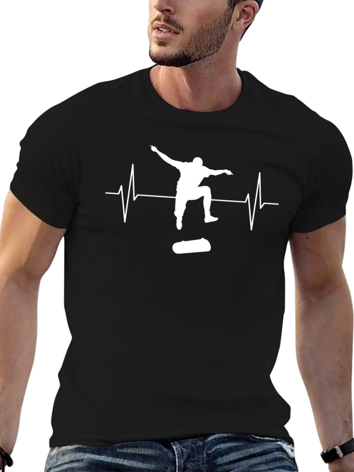 Skateboarding Heartbeat Tee - Cool Graphic T-Shirt