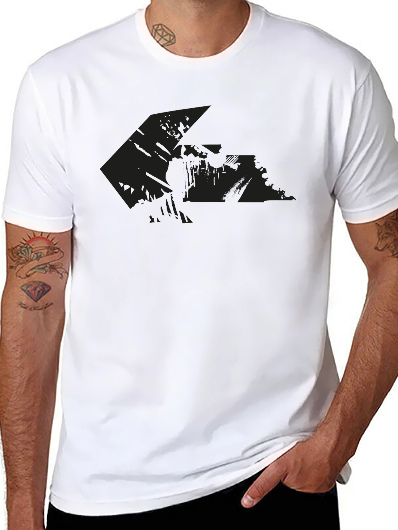 Mens Black Graphic Print Short Sleeve Tee