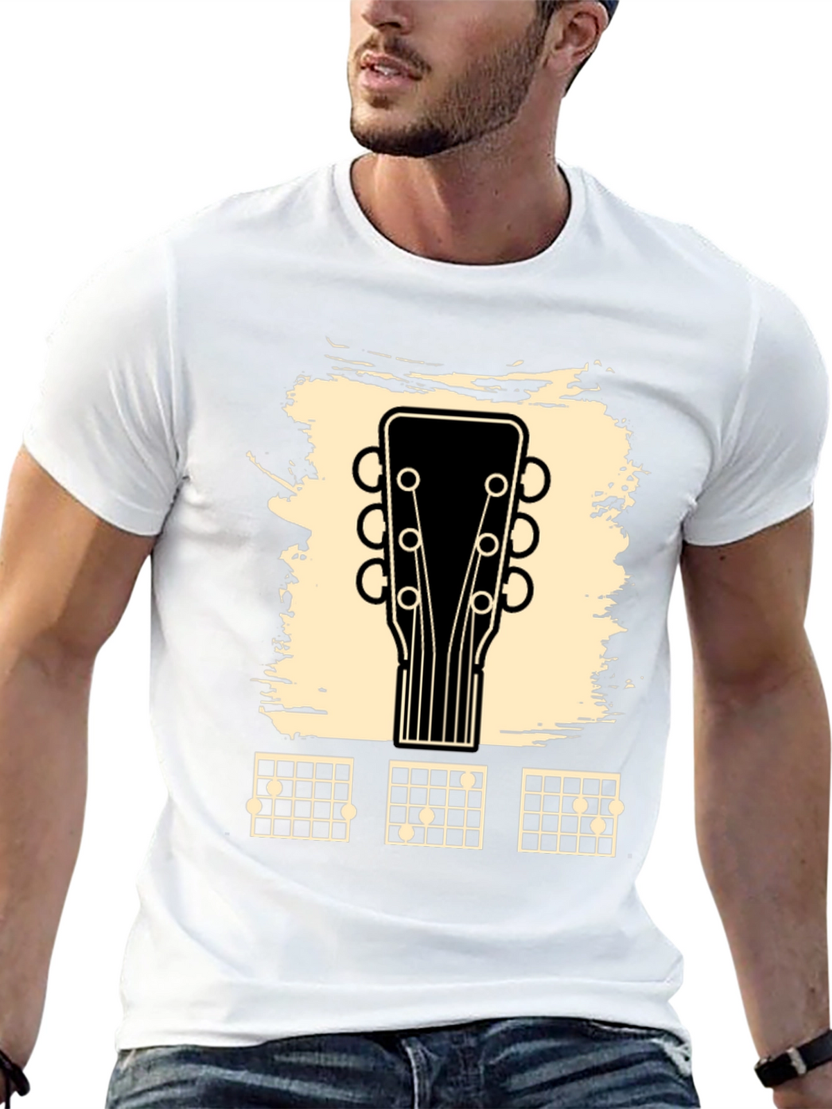 Guitar Headstock & Chord Chart Graphic Tee