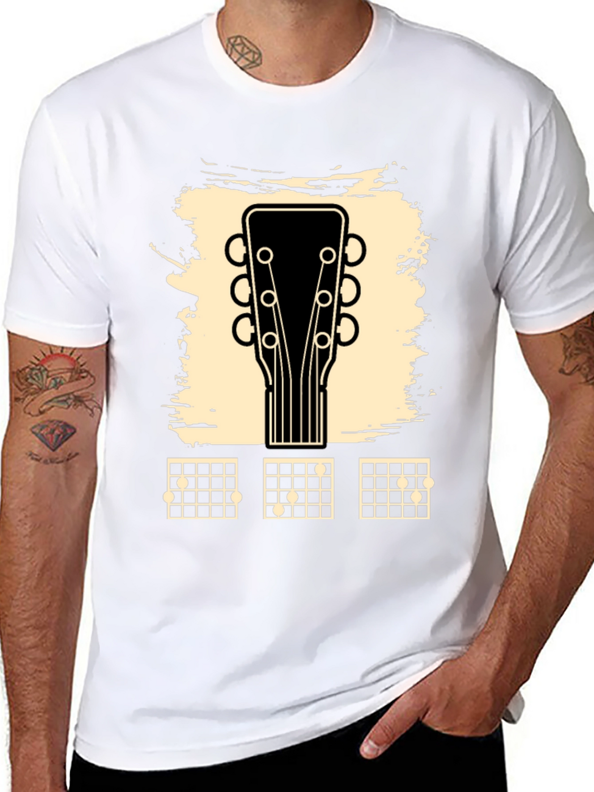 Guitar Headstock & Chord Chart Graphic Tee