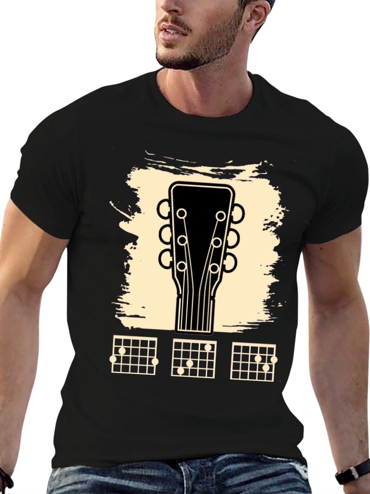 Guitar Headstock & Chord Chart Graphic Tee