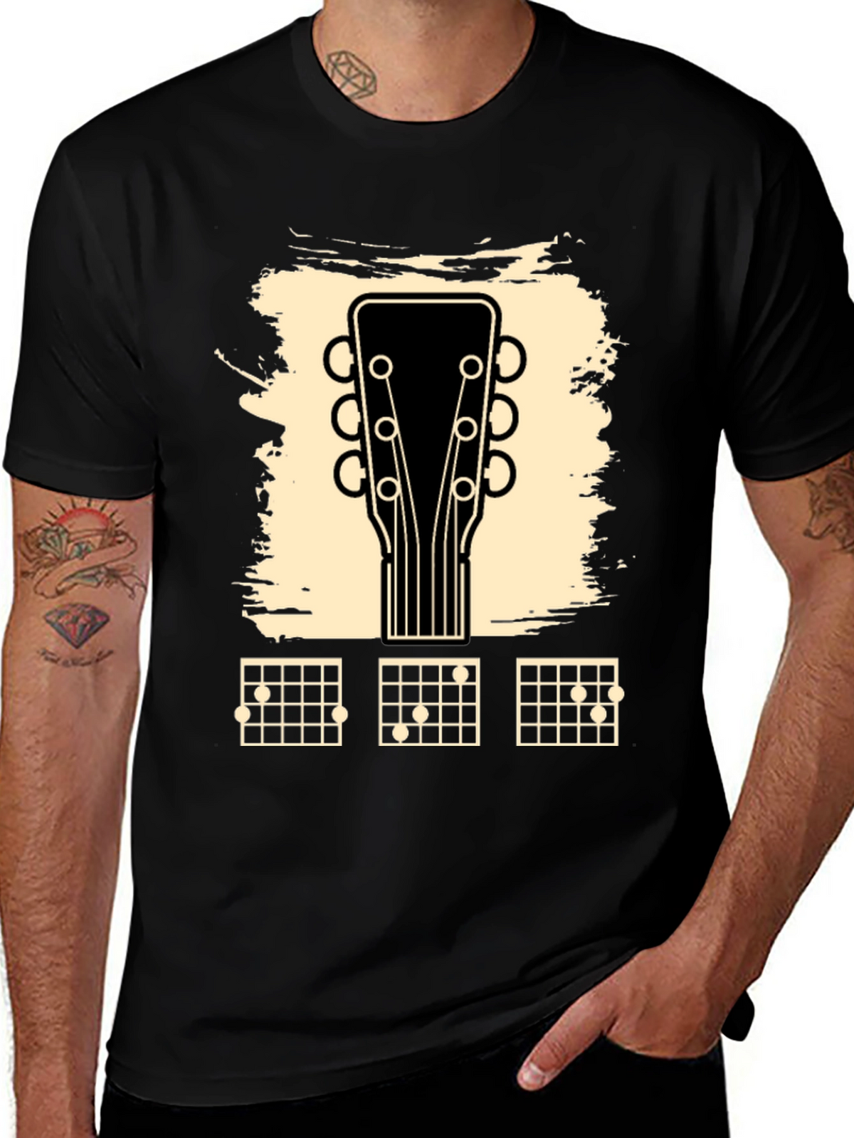 Guitar Headstock & Chord Chart Graphic Tee