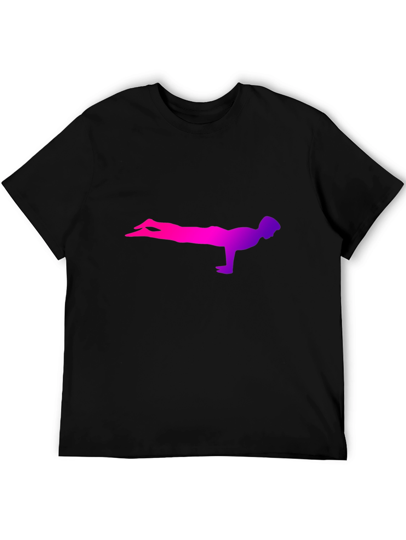 Yoga Plank Silhouette Tee - Black Cotton Comfort