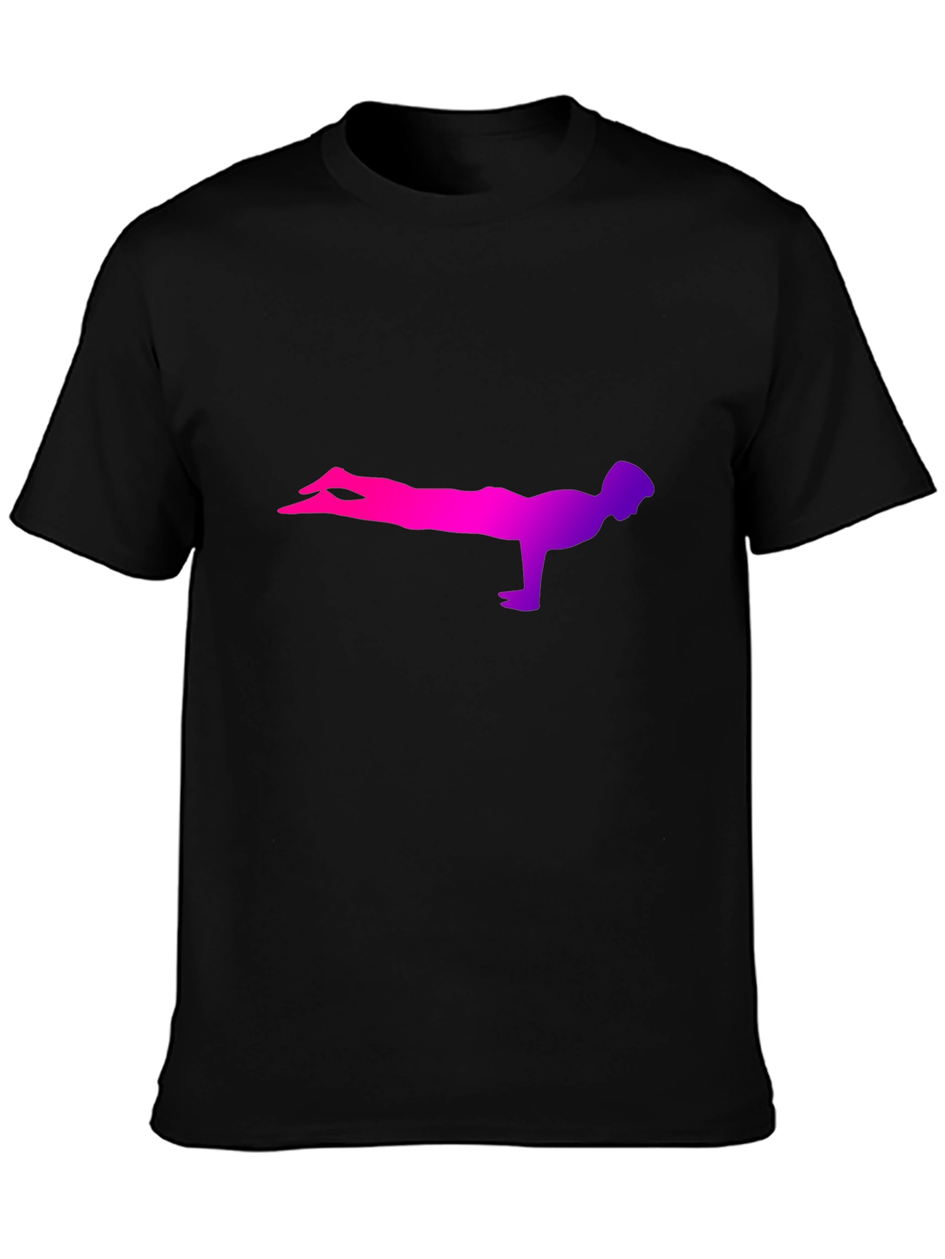 Yoga Plank Silhouette Tee - Black Cotton Comfort