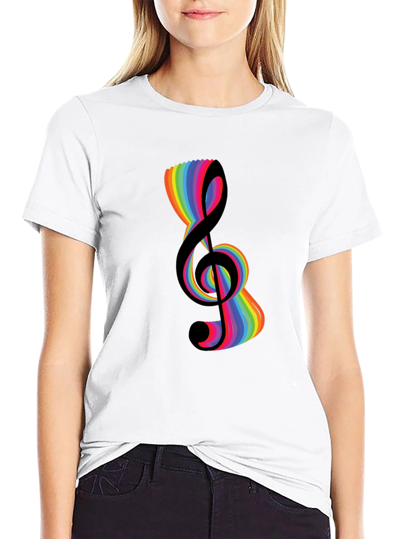 Rainbow Treble Clef Graphic T-Shirt