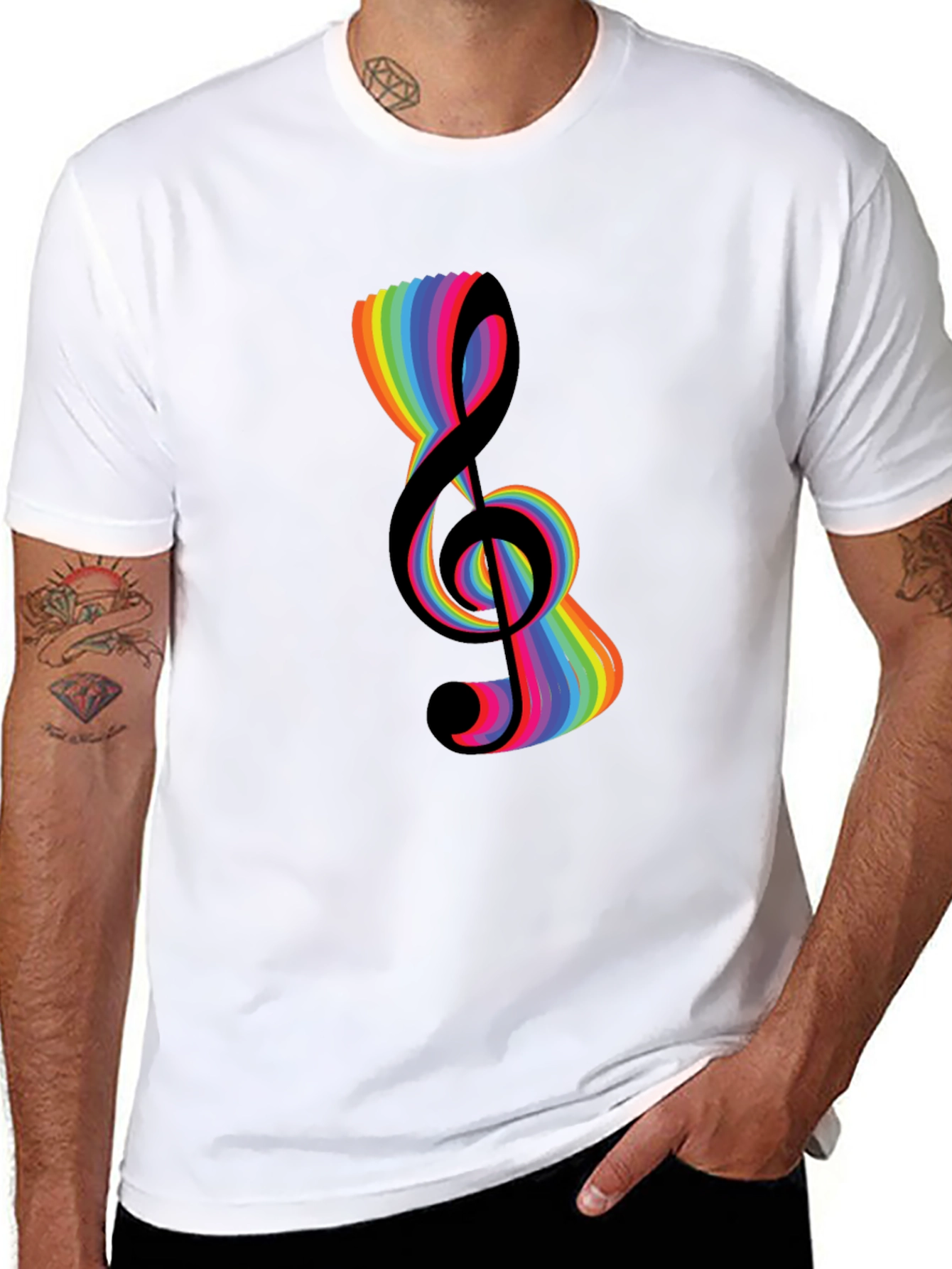 Rainbow Treble Clef Graphic T-Shirt