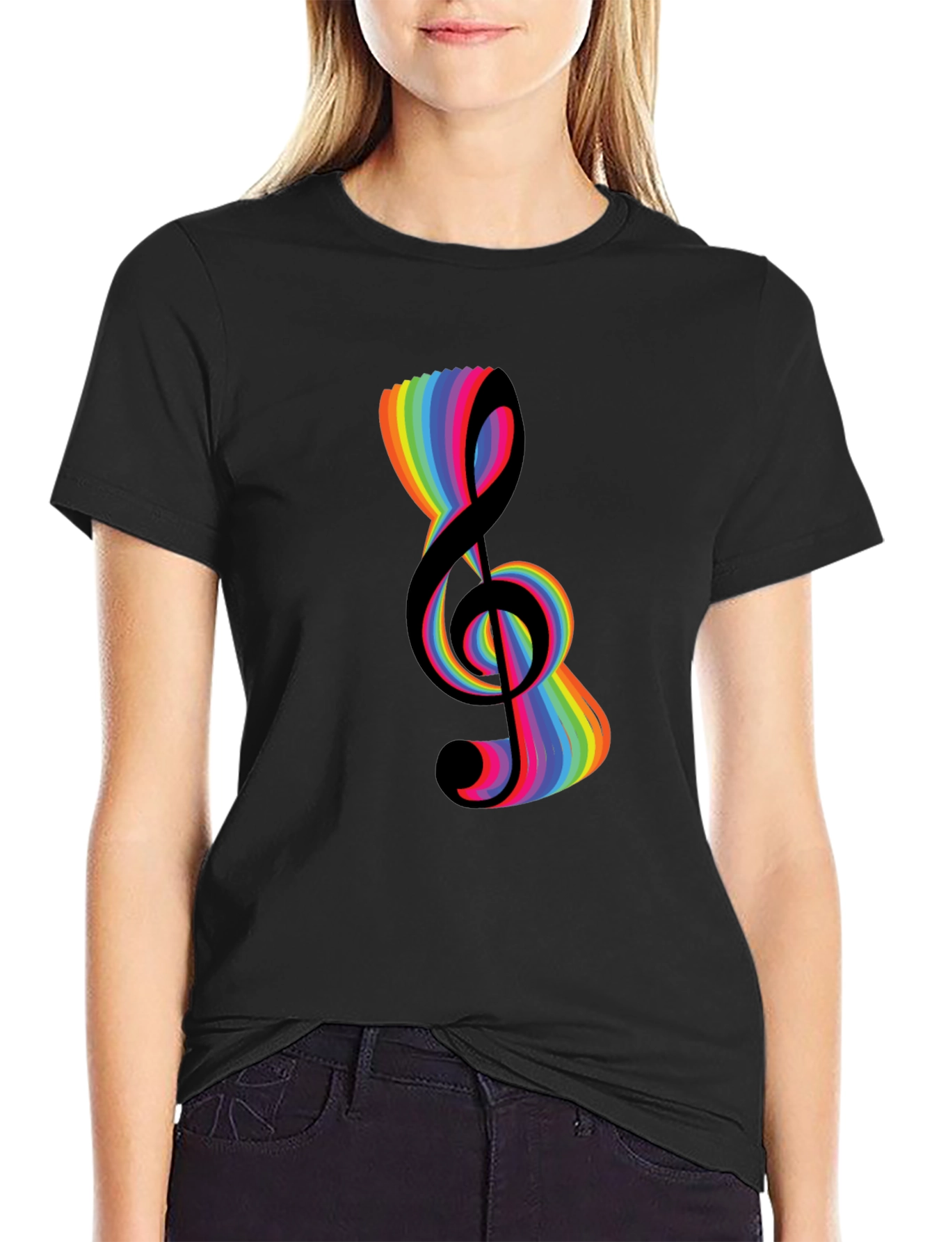 Rainbow Treble Clef Graphic T-Shirt