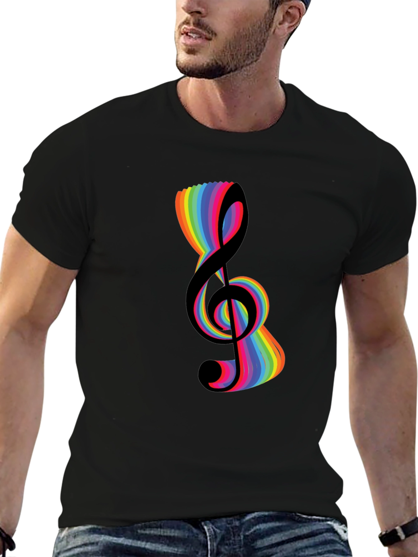 Rainbow Treble Clef Graphic T-Shirt