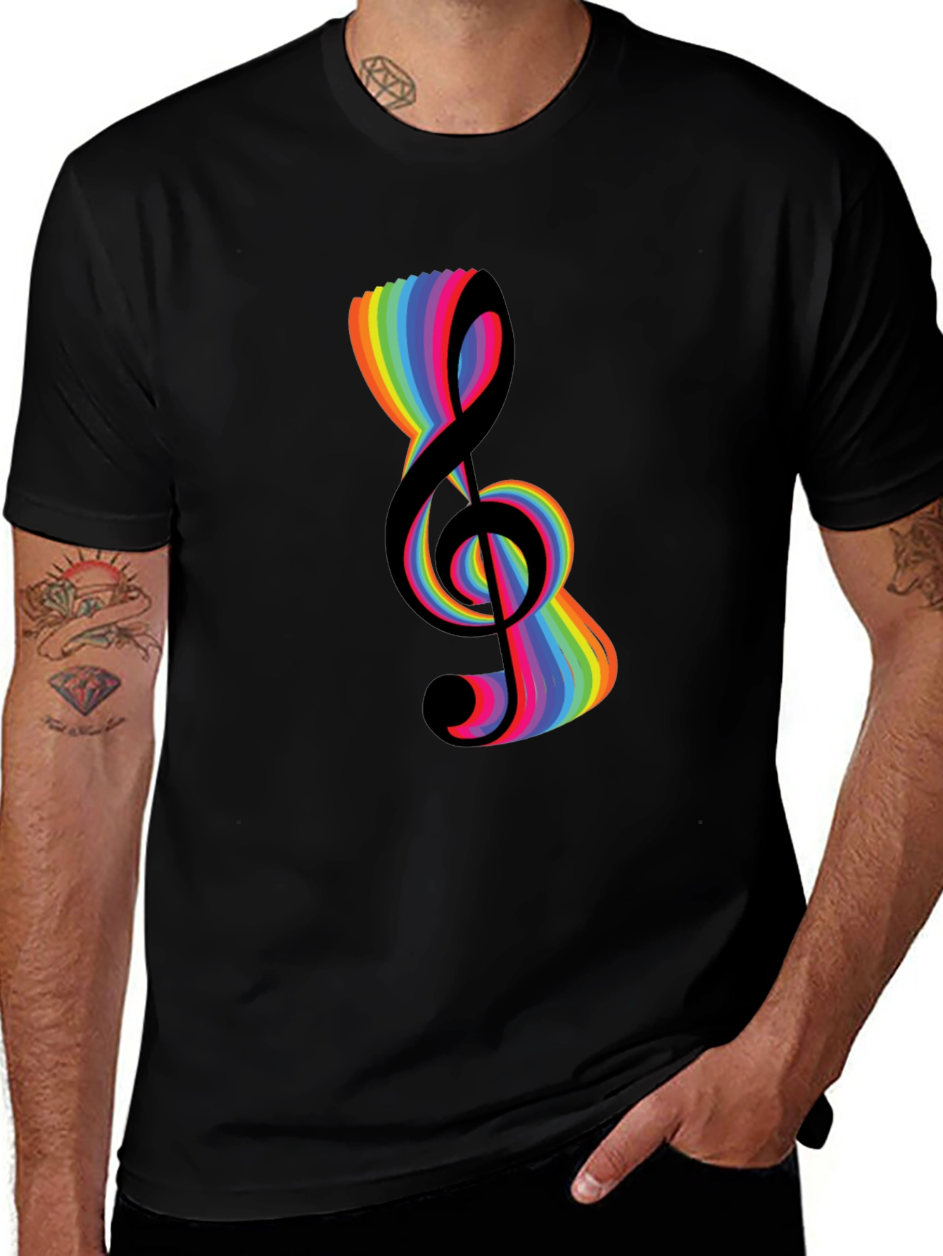Rainbow Treble Clef Graphic T-Shirt