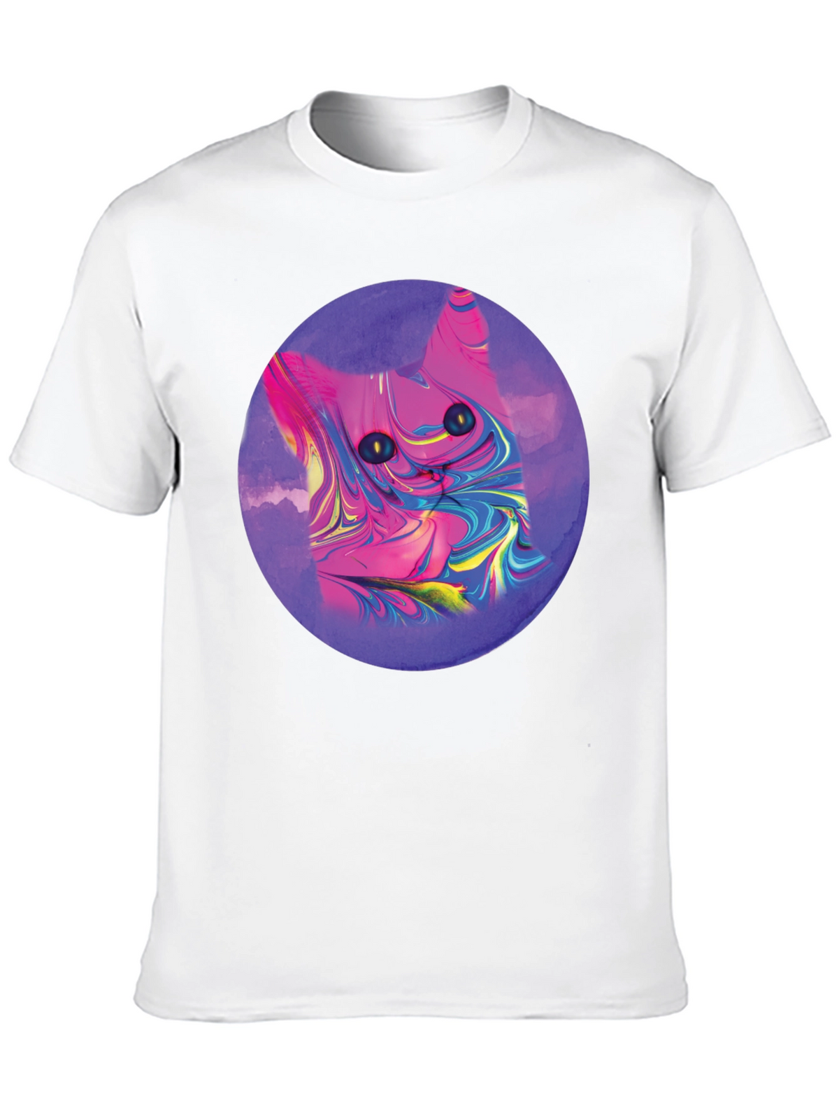 Abstract Cat Graphic Tee - Mens Black T-Shirt