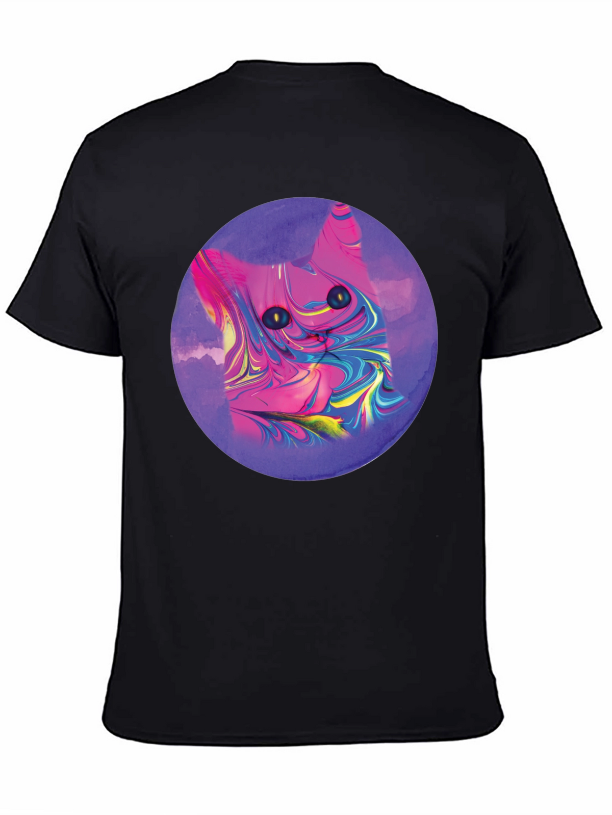 Abstract Cat Graphic Tee - Mens Black T-Shirt