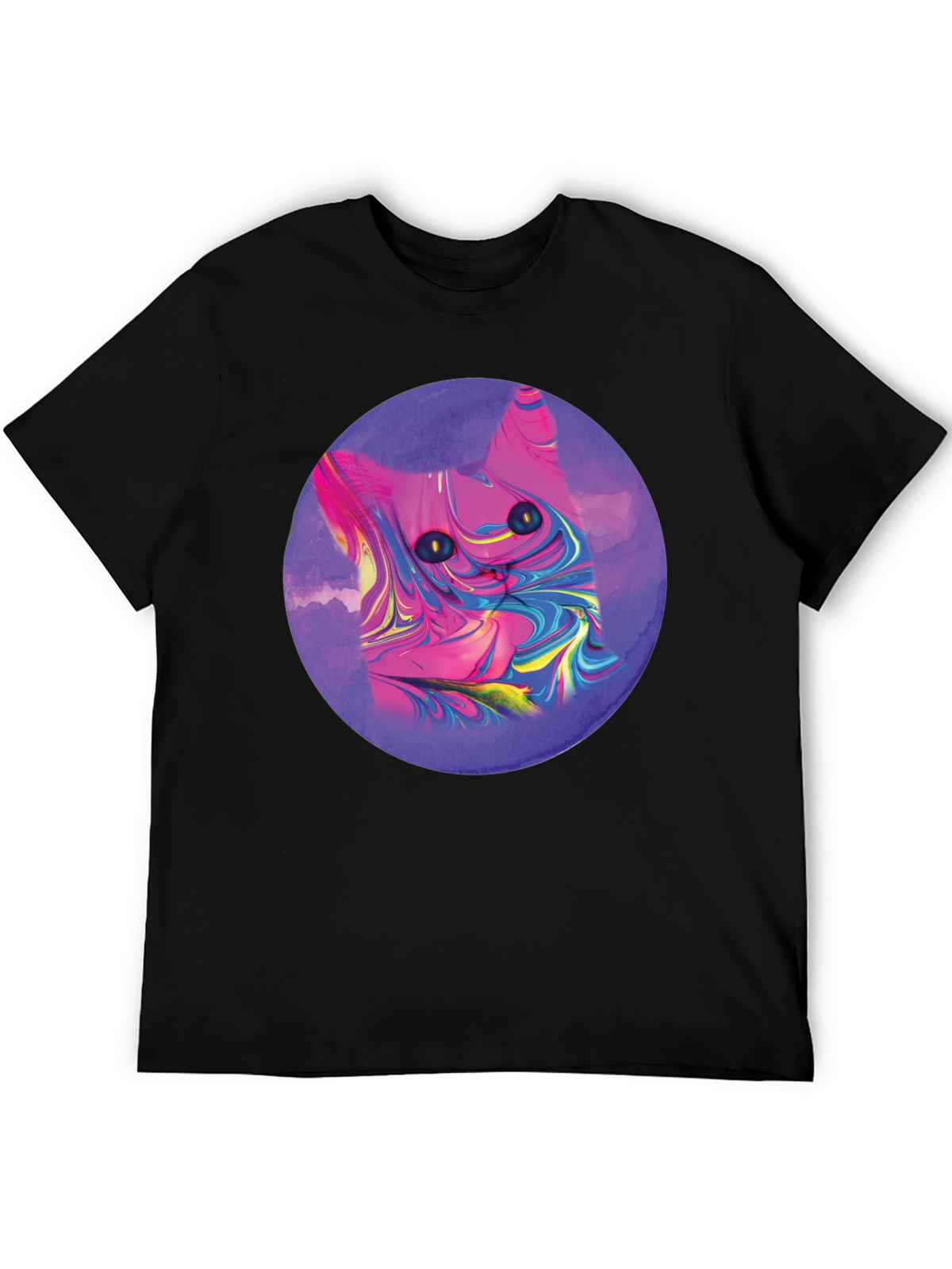 Abstract Cat Graphic Tee - Mens Black T-Shirt