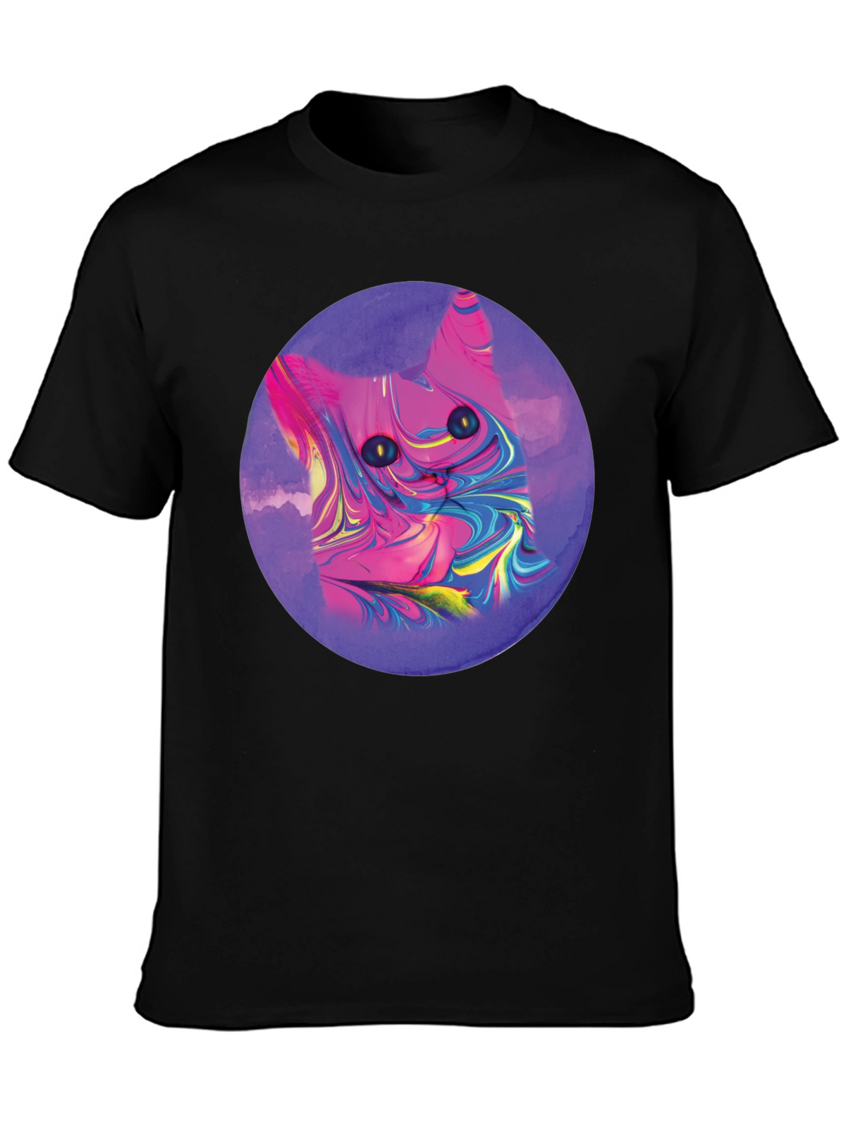 Abstract Cat Graphic Tee - Mens Black T-Shirt