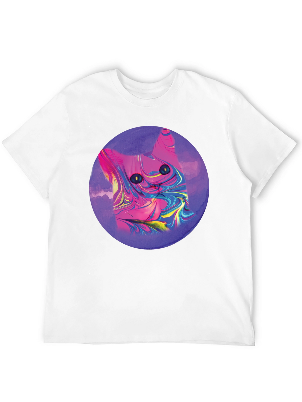 Abstract Cat Graphic Tee - Mens Black T-Shirt