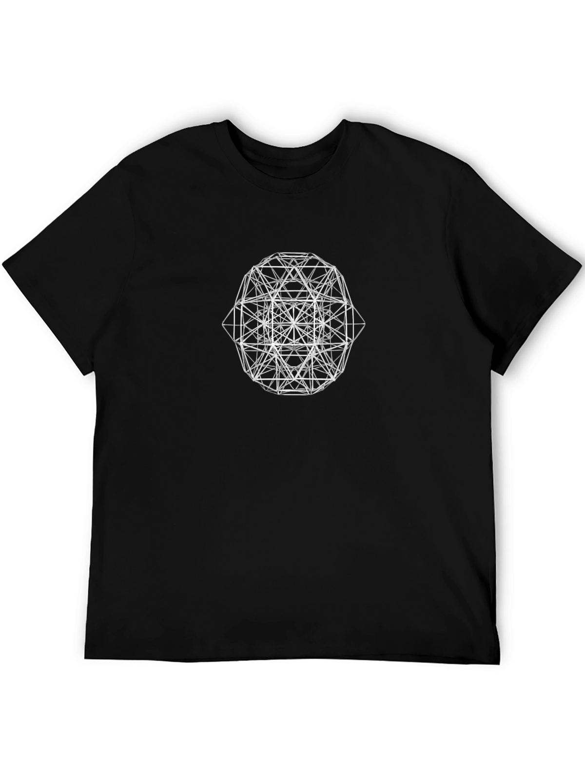 Geometric Line Art Black T-Shirt