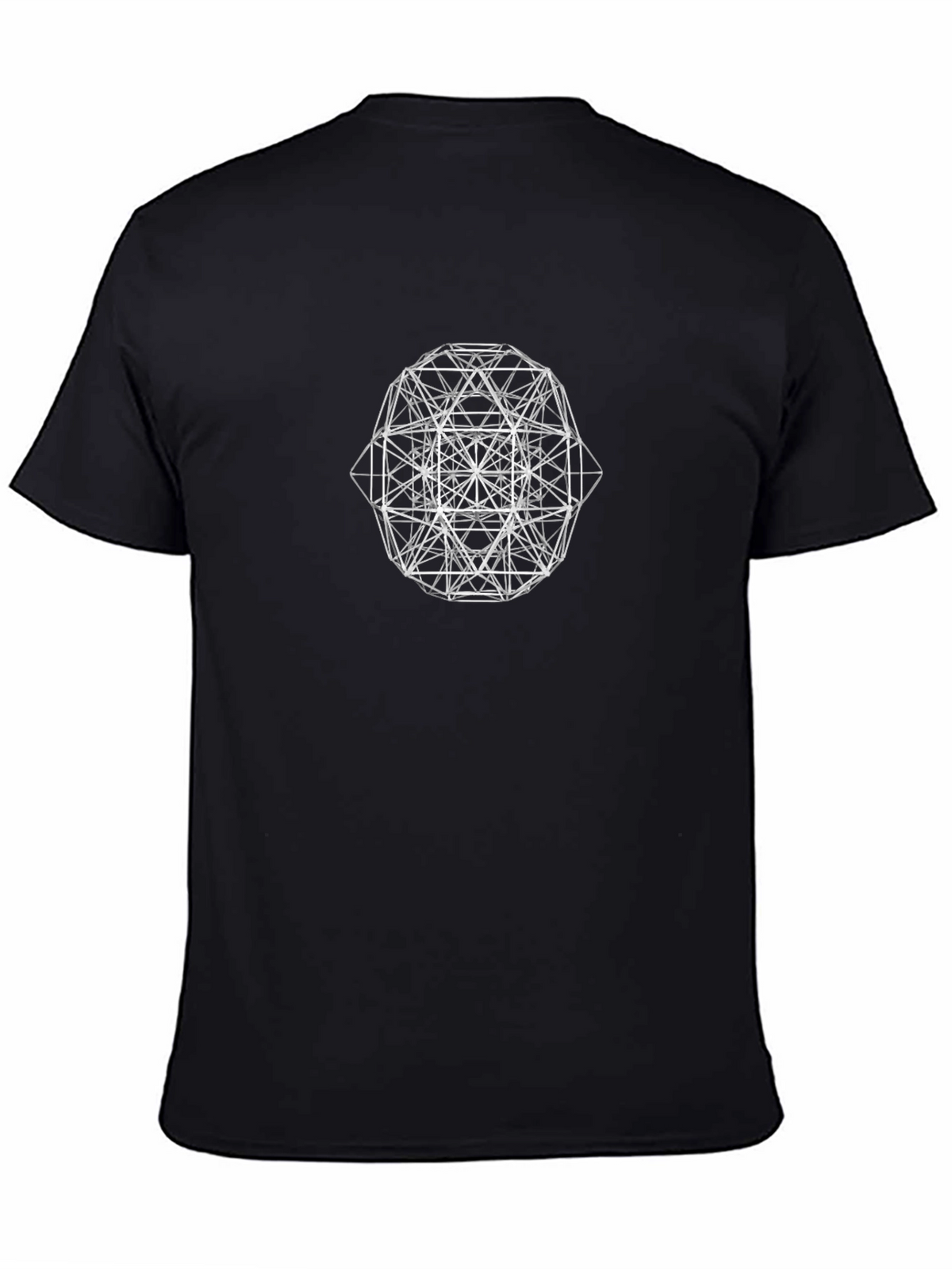 Geometric Line Art Black T-Shirt