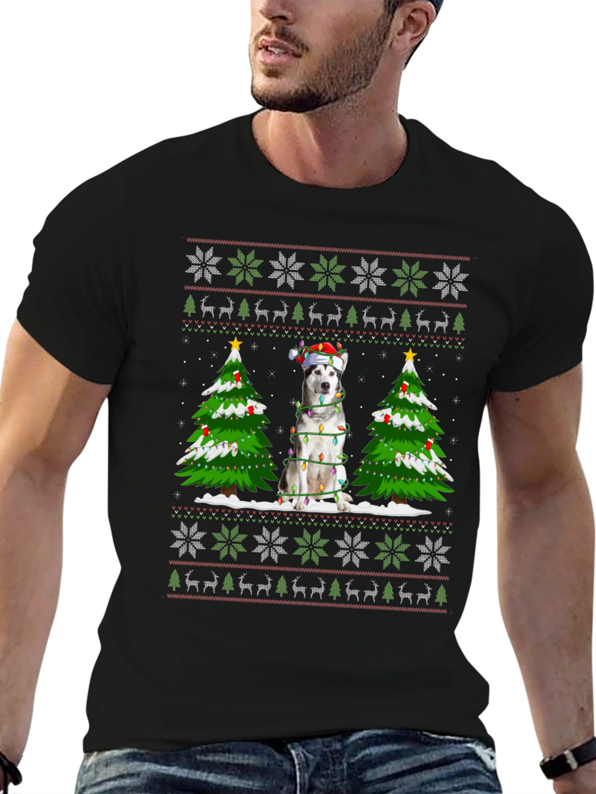 Husky Christmas Sweater T-Shirt