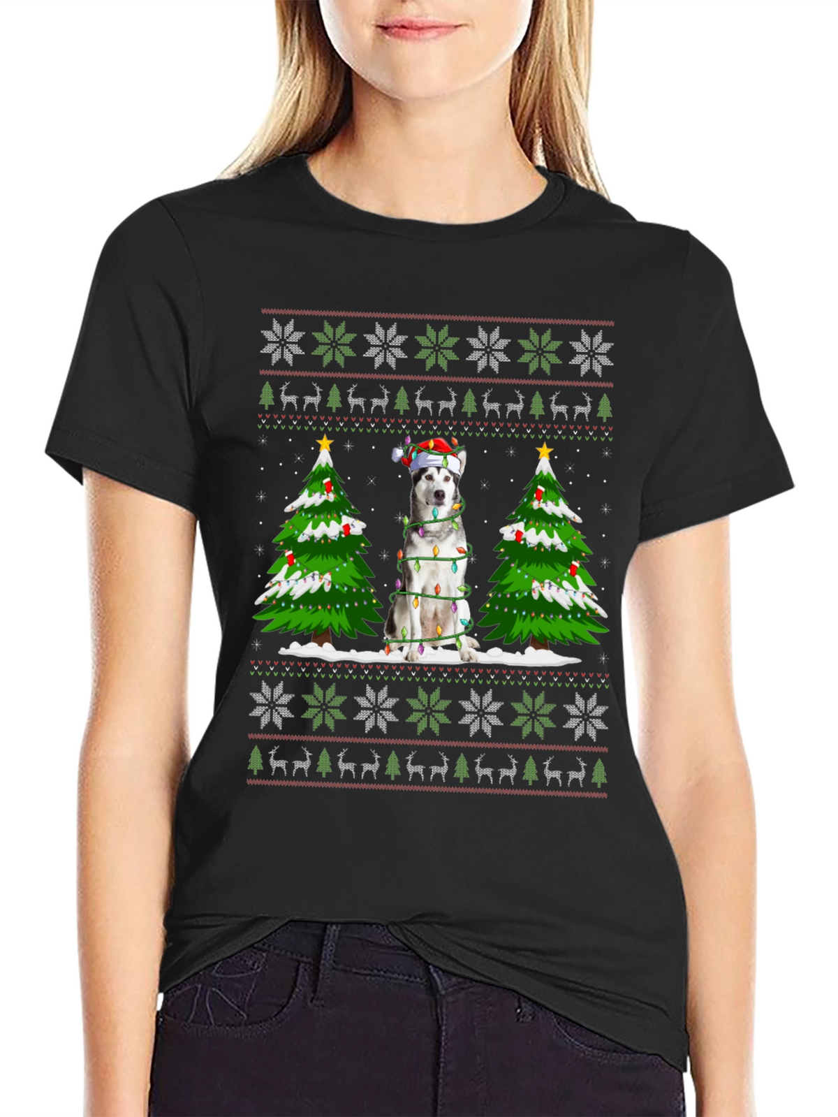 Husky Christmas Sweater T-Shirt