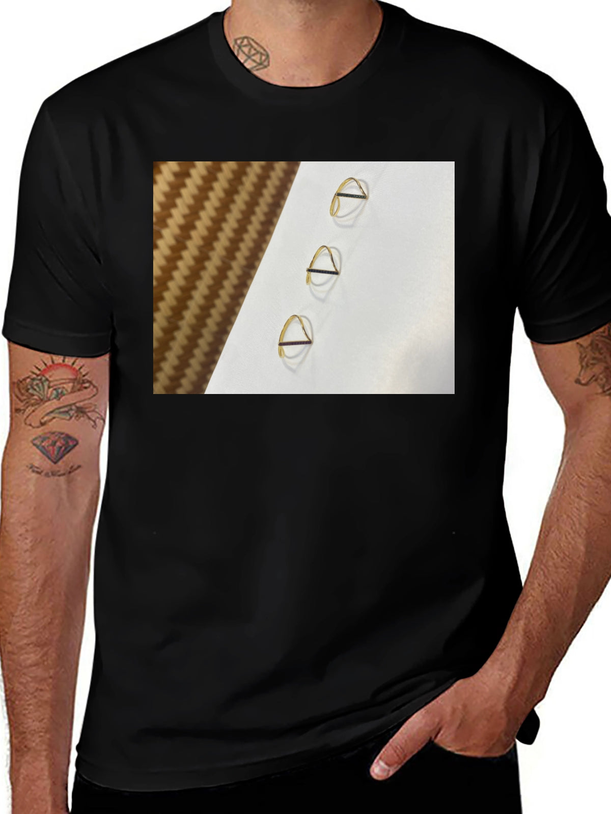 Minimalist Triangle Gold Ring Pattern Tee