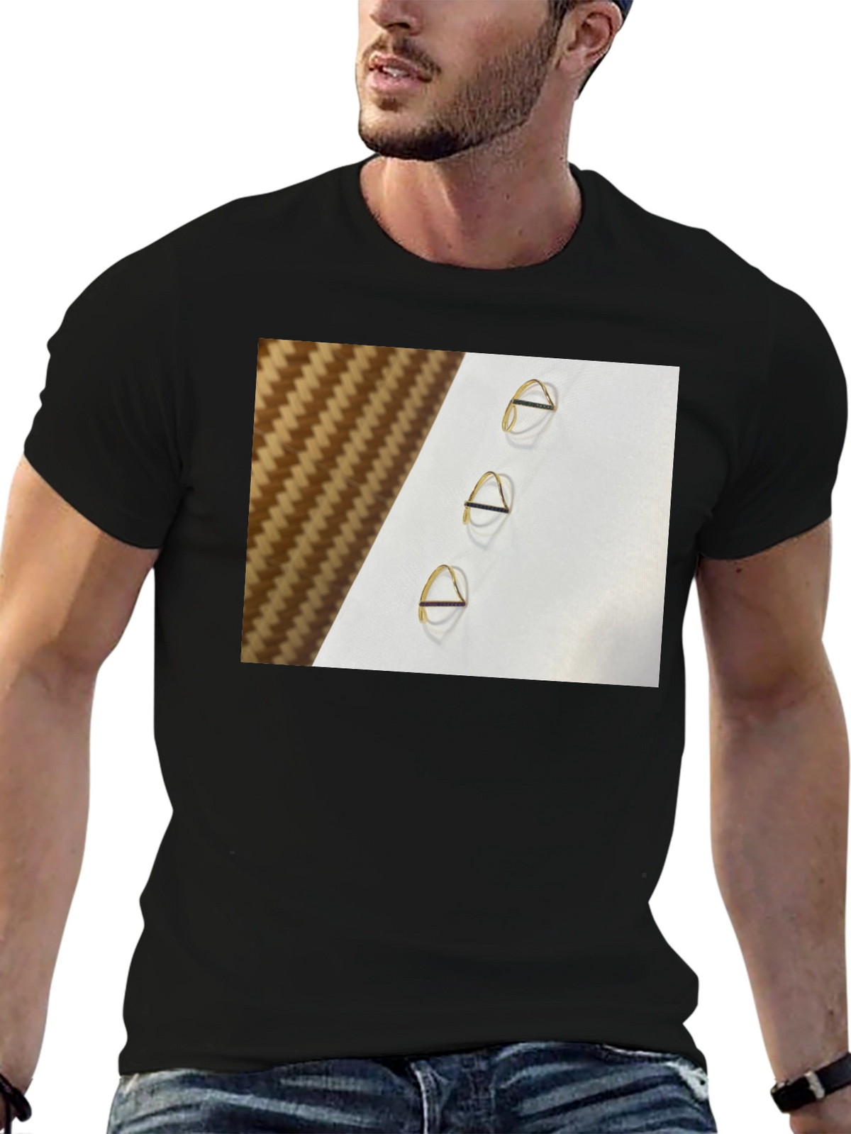 Minimalist Triangle Gold Ring Pattern Tee