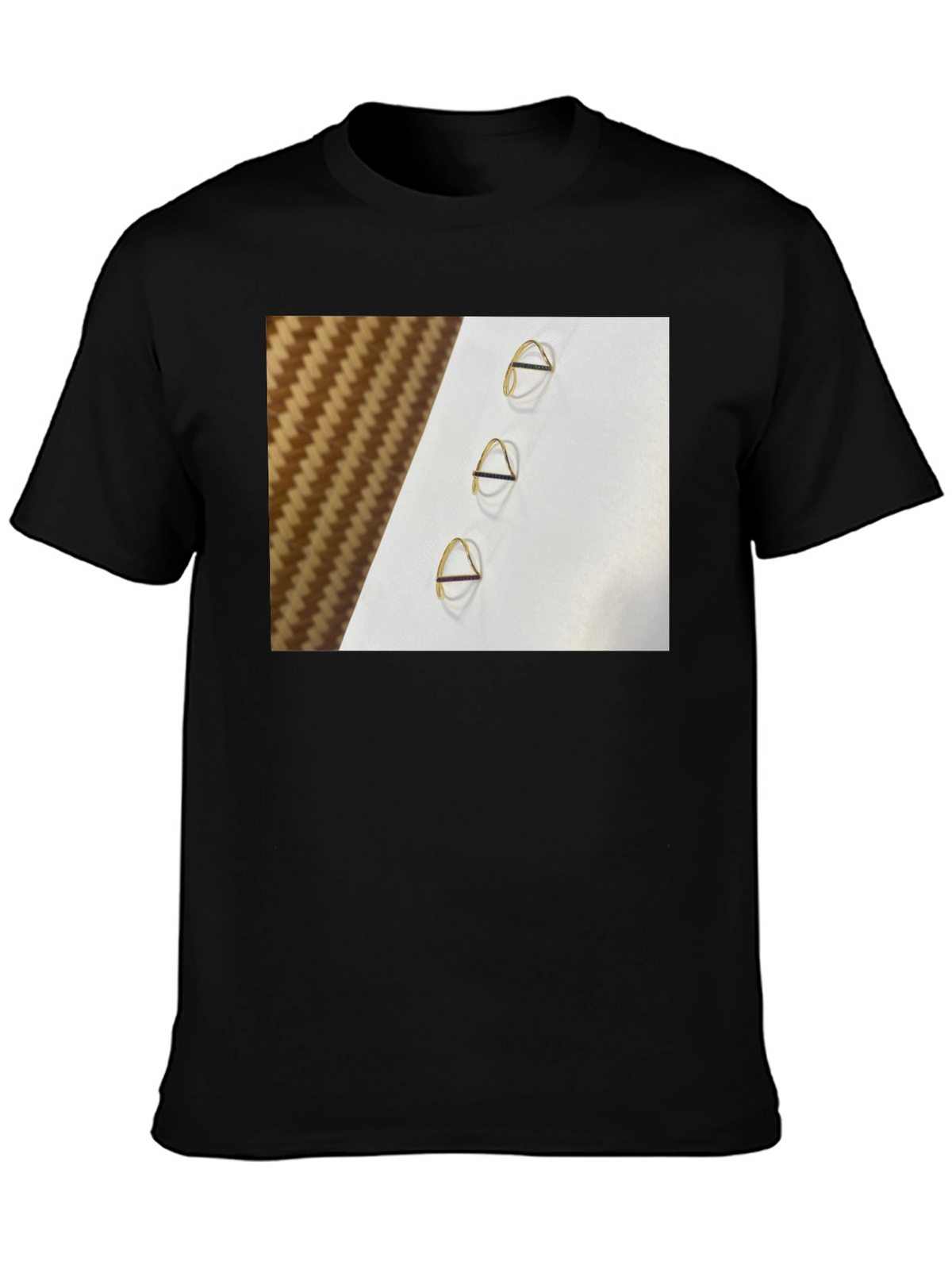 Minimalist Triangle Gold Ring Pattern Tee