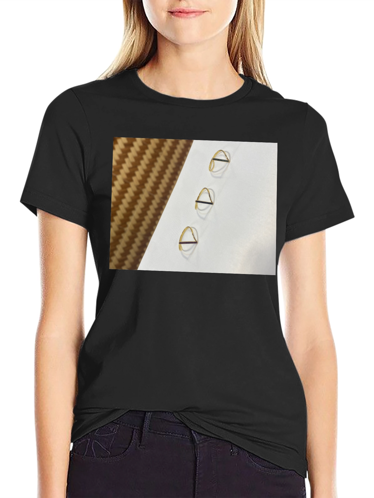 Minimalist Triangle Gold Ring Pattern Tee