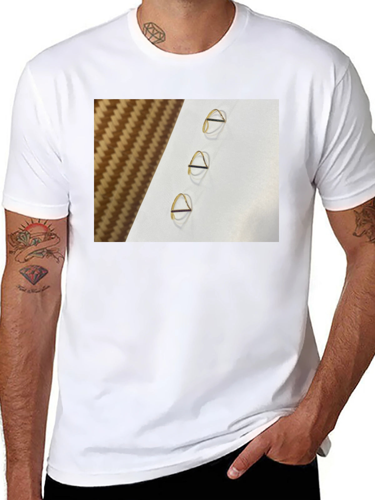 Minimalist Triangle Gold Ring Pattern Tee