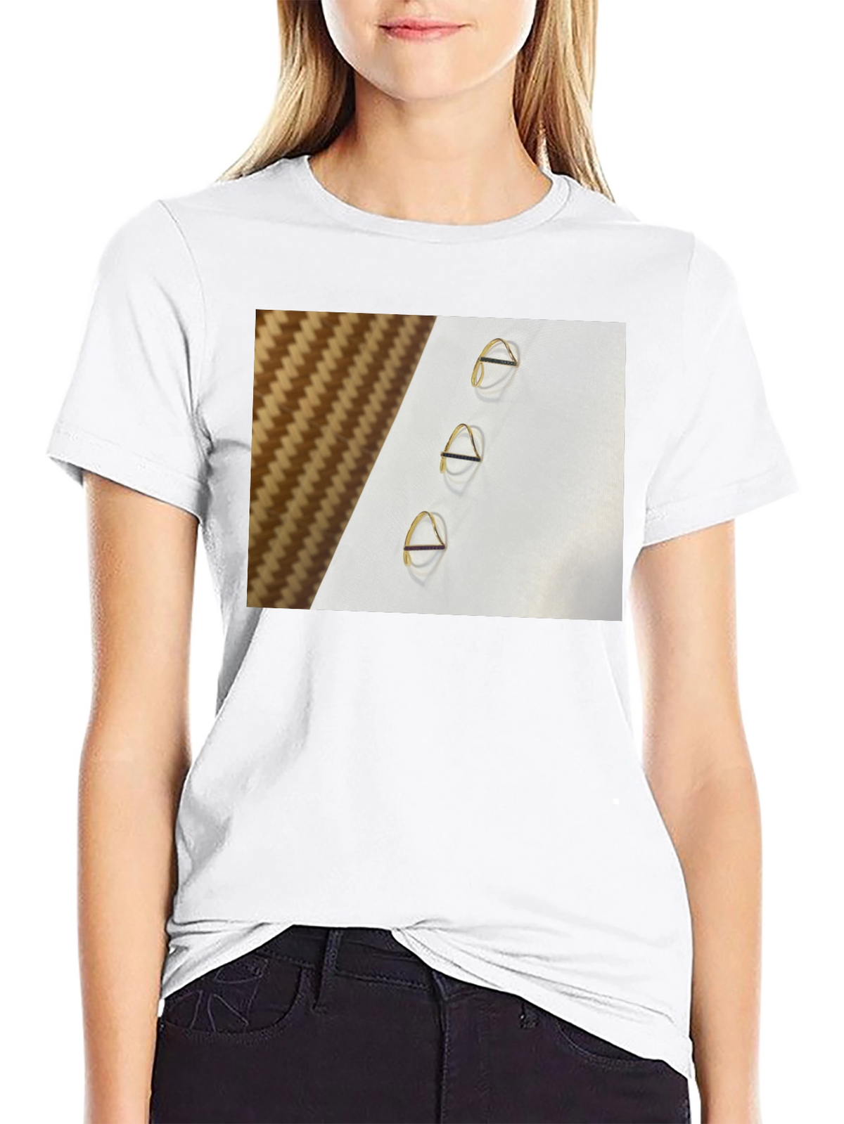Minimalist Triangle Gold Ring Pattern Tee