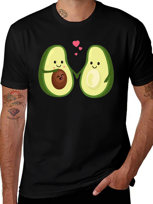 Cute Avocado Couple Black T-Shirt