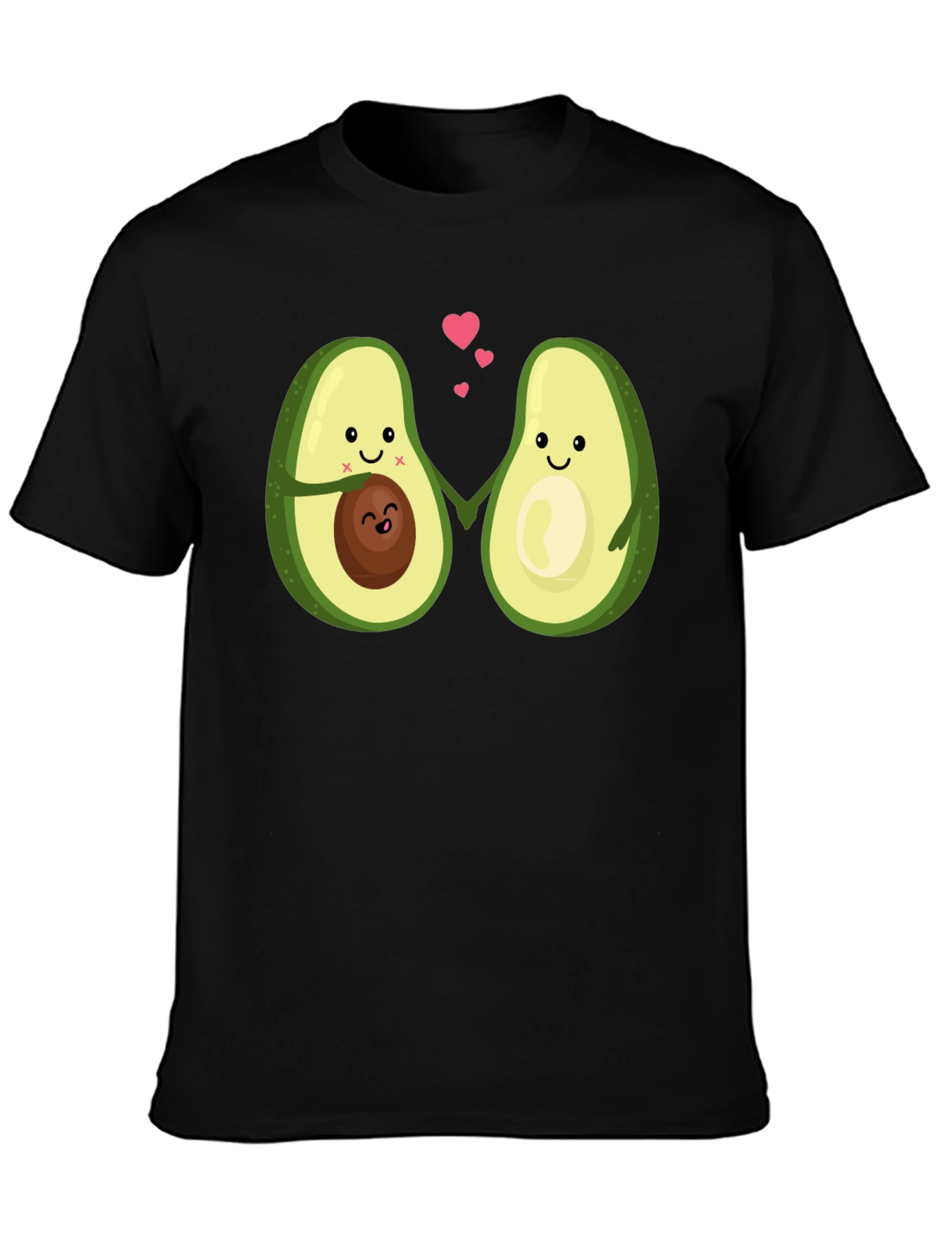 Cute Avocado Couple Black T-Shirt