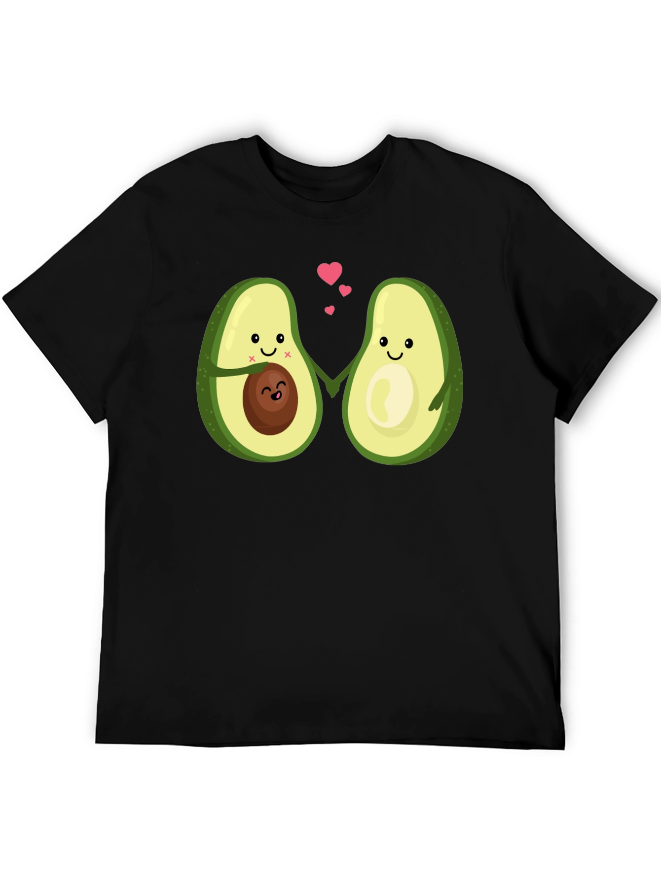 Cute Avocado Couple Black T-Shirt