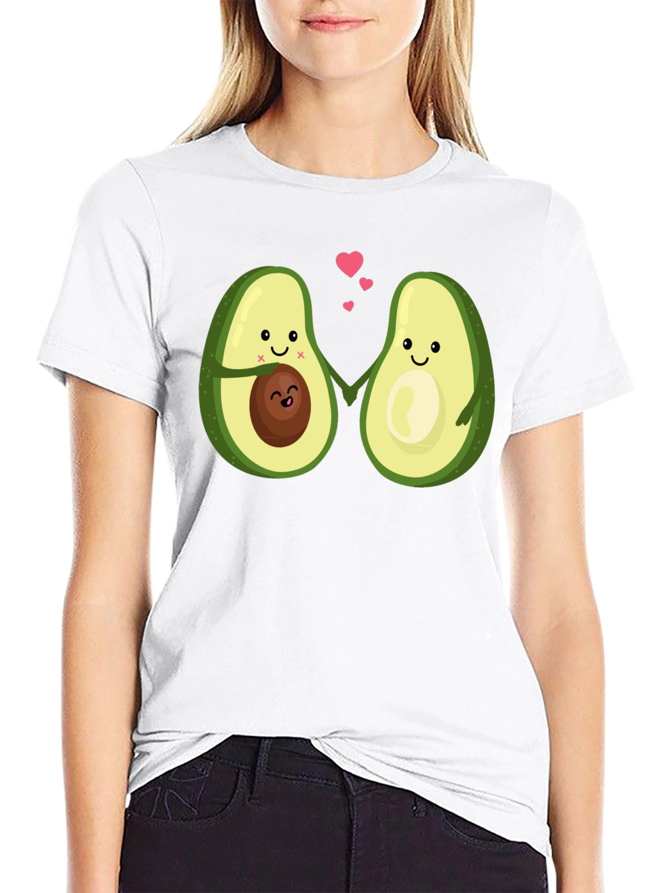 Cute Avocado Couple Black T-Shirt