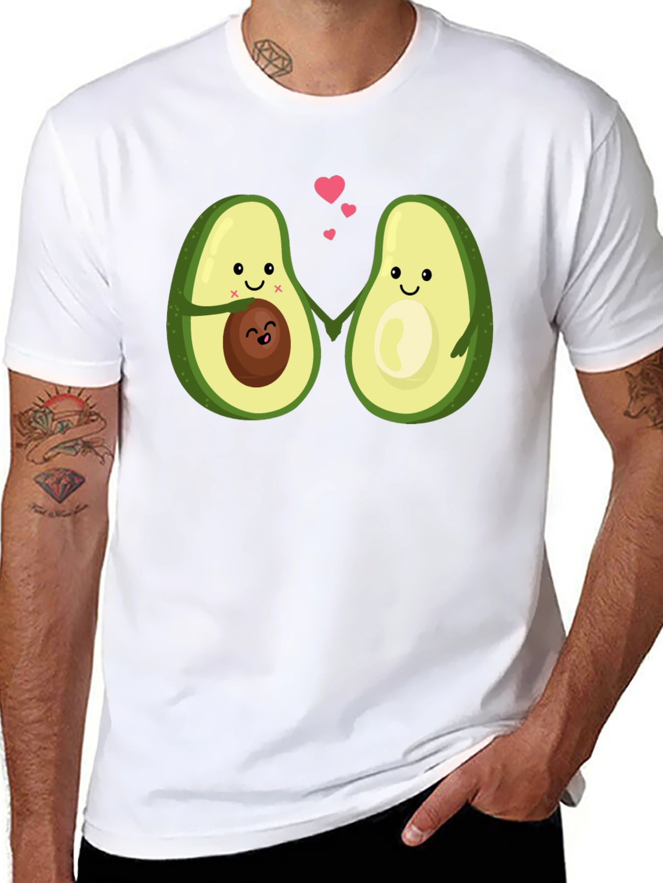 Cute Avocado Couple Black T-Shirt