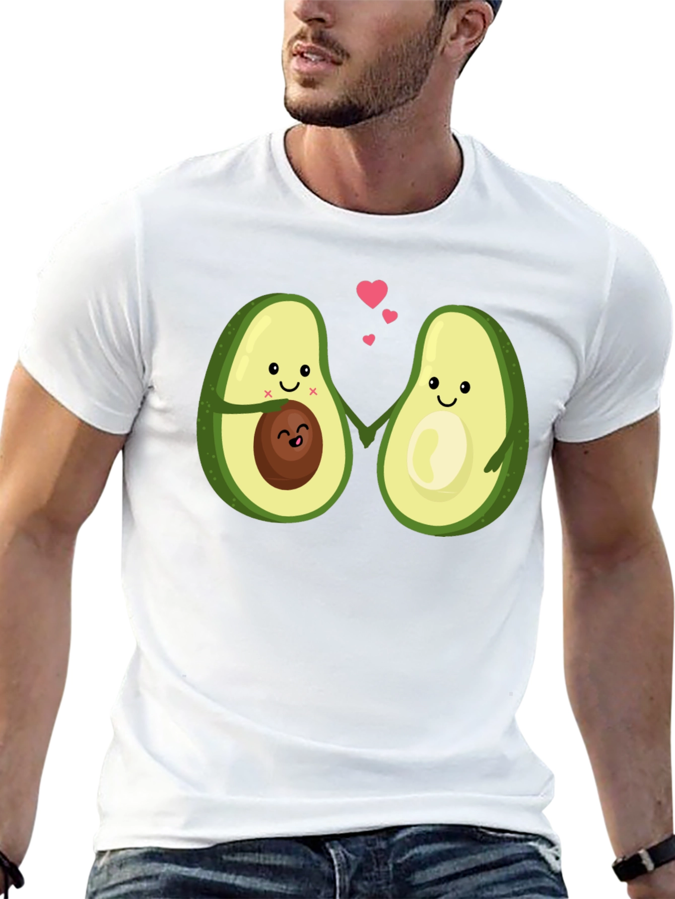 Cute Avocado Couple Black T-Shirt
