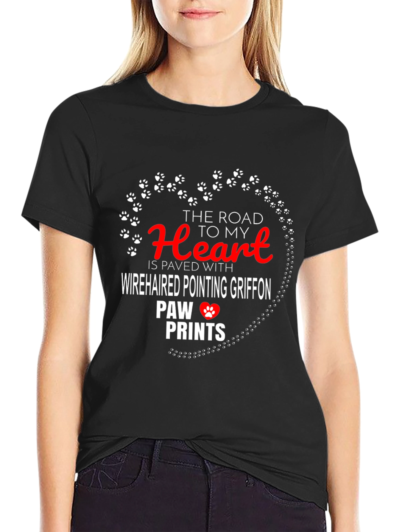 Wirehaired Griffon Paw Print Heart T-Shirt