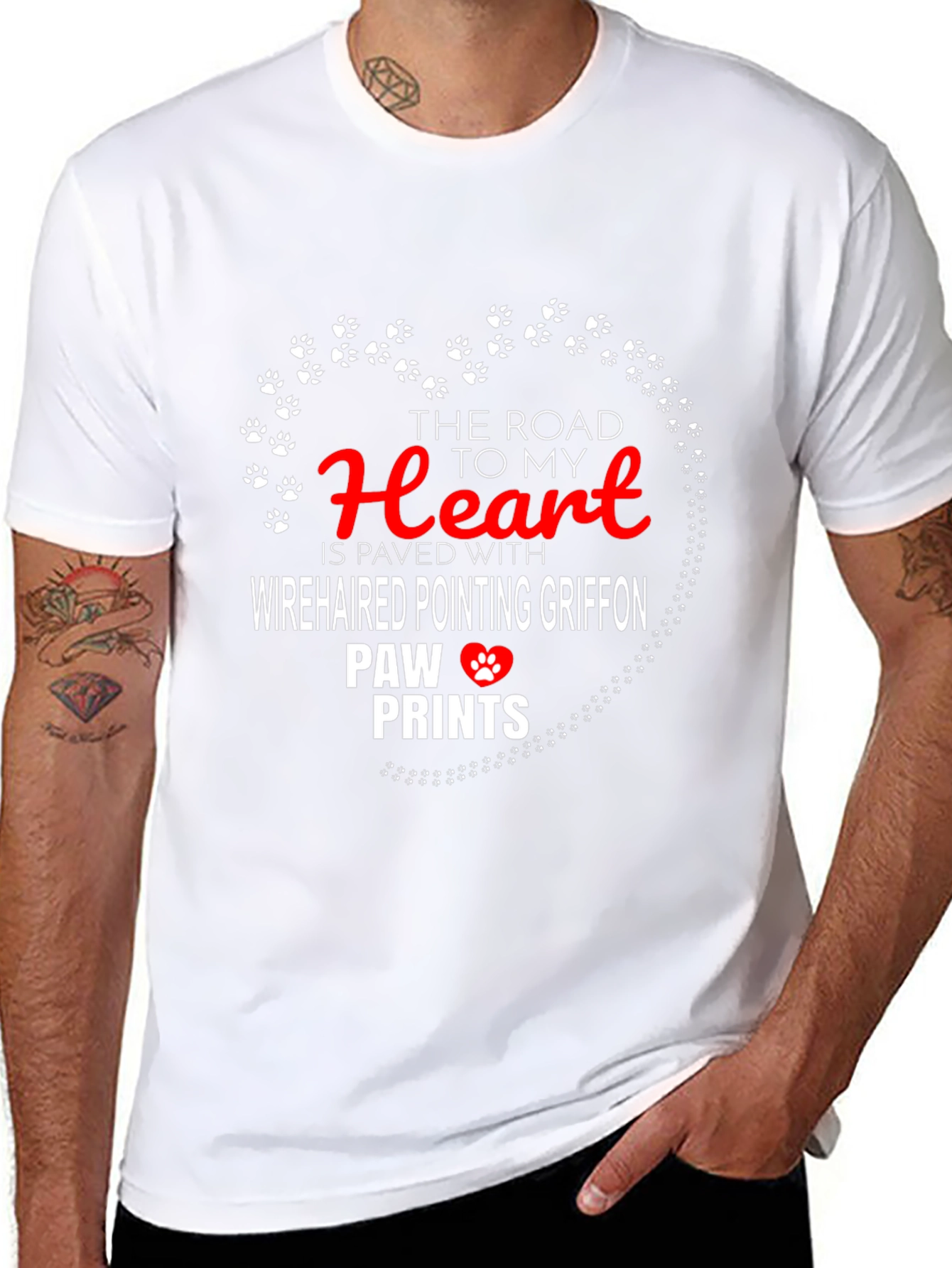Wirehaired Griffon Paw Print Heart T-Shirt