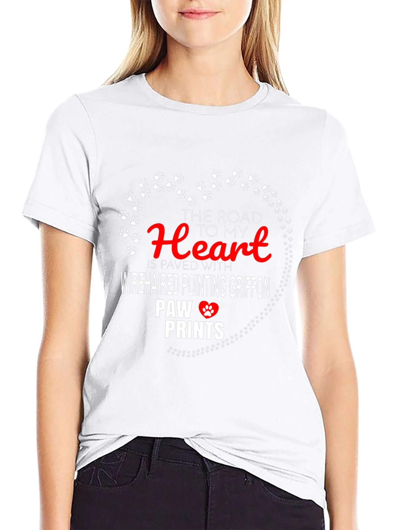 Wirehaired Griffon Paw Print Heart T-Shirt
