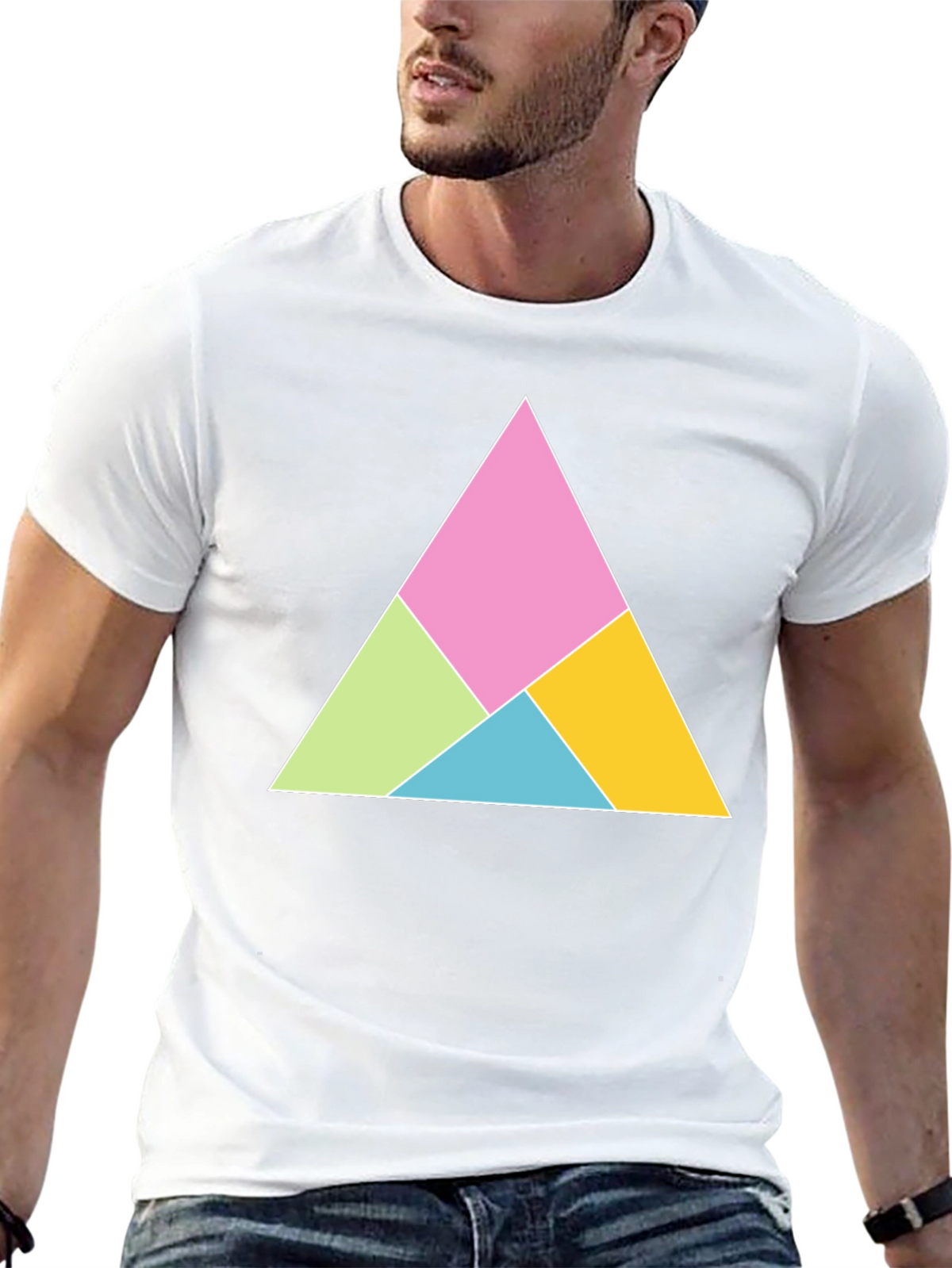 Geometric Triangle Graphic Tee - Modern Design