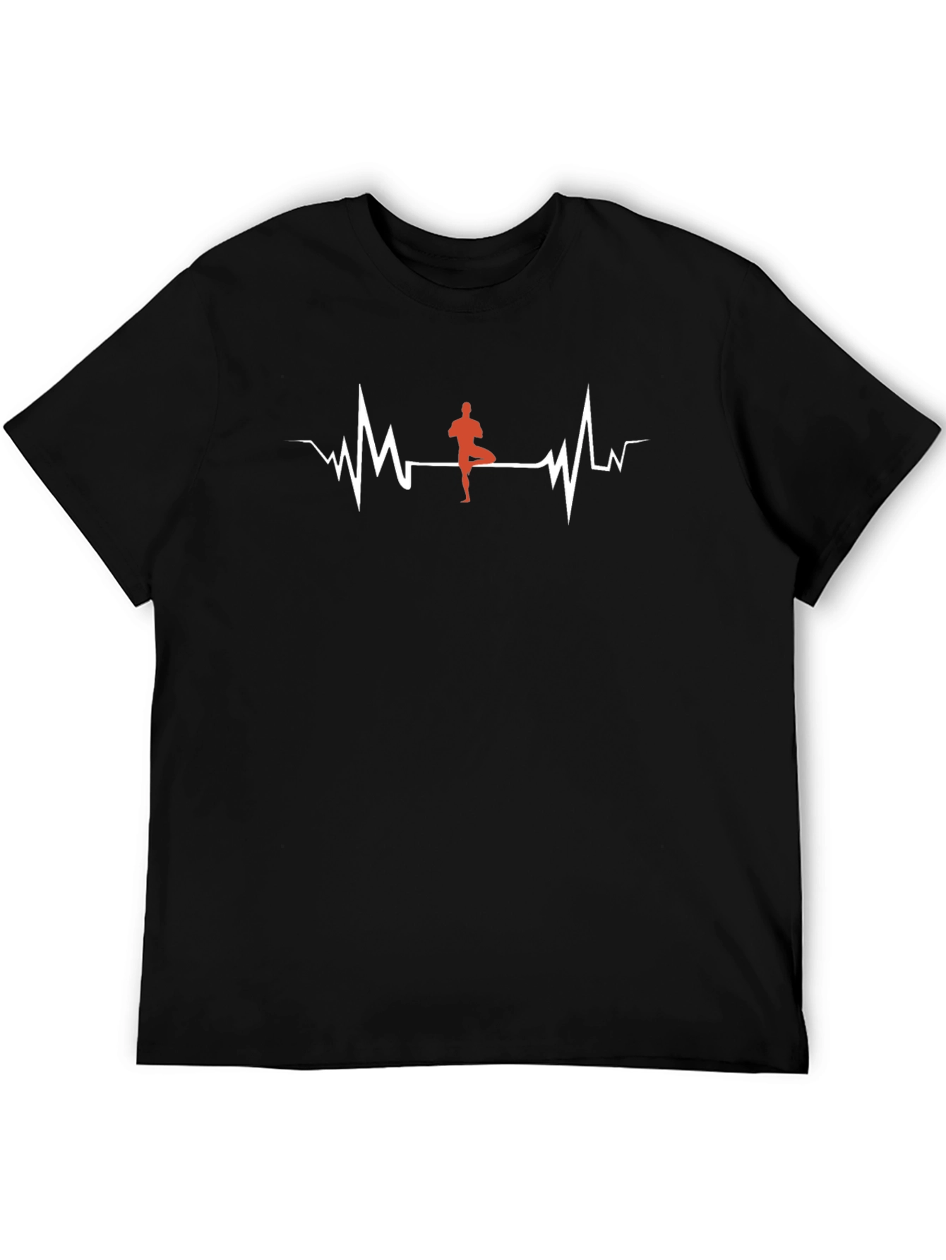 Yoga Heartbeat Graphic Tee - Black Cotton T-Shirt
