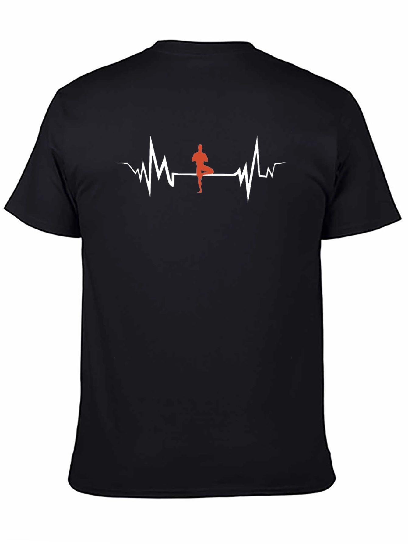 Yoga Heartbeat Graphic Tee - Black Cotton T-Shirt
