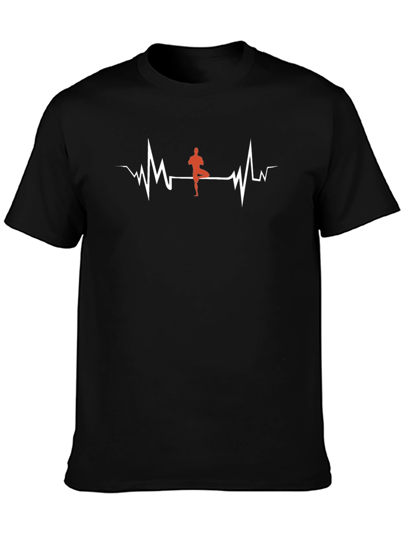 Yoga Heartbeat Graphic Tee - Black Cotton T-Shirt