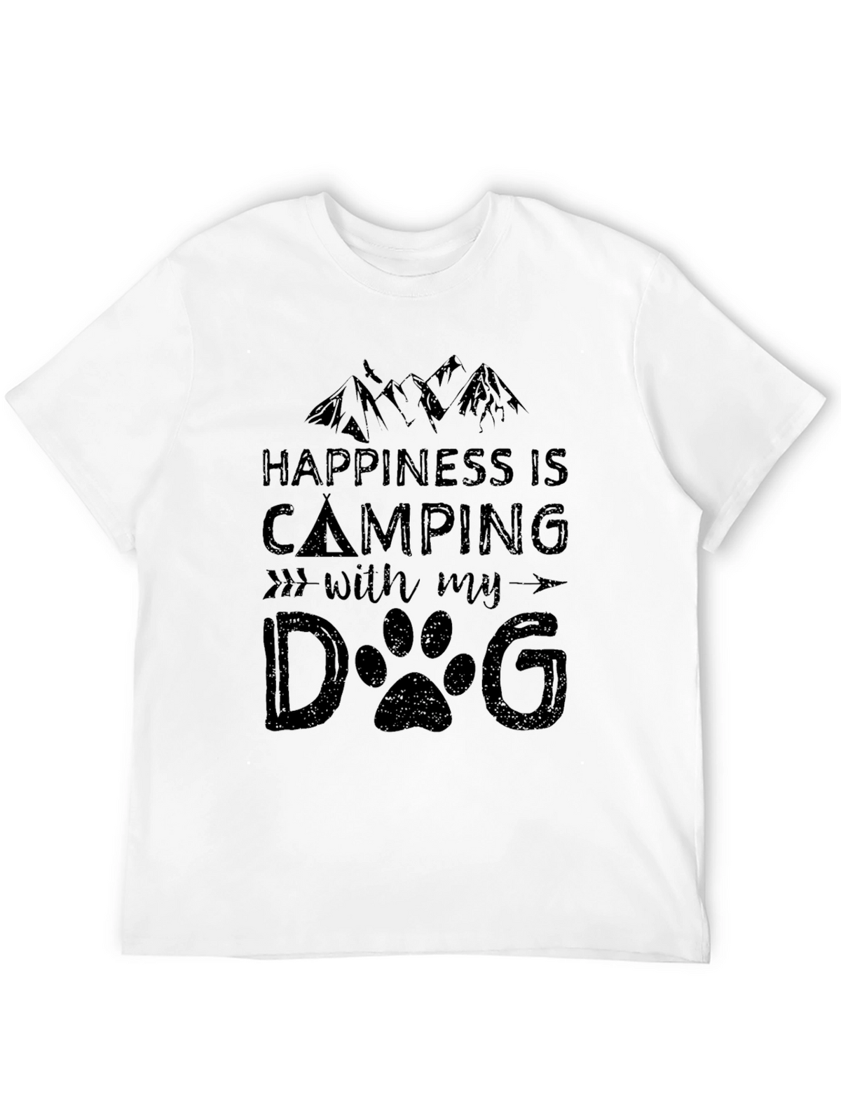 Happiness Is Camping With My Dog Black T-Shirt