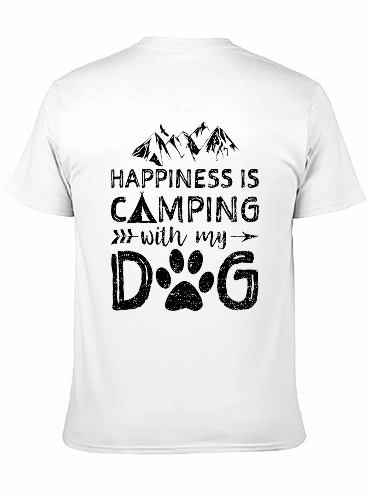 Happiness Is Camping With My Dog Black T-Shirt